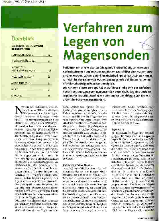 Vorschauseite 1: Verfahren zum Legen von Magensonden