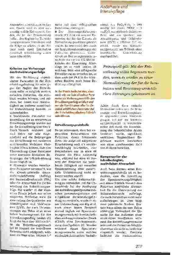 Vorschauseite 2: Konzepte zur Entwöhnung von der Beatmung 2. Teil: Strategien zur Entwöhnung