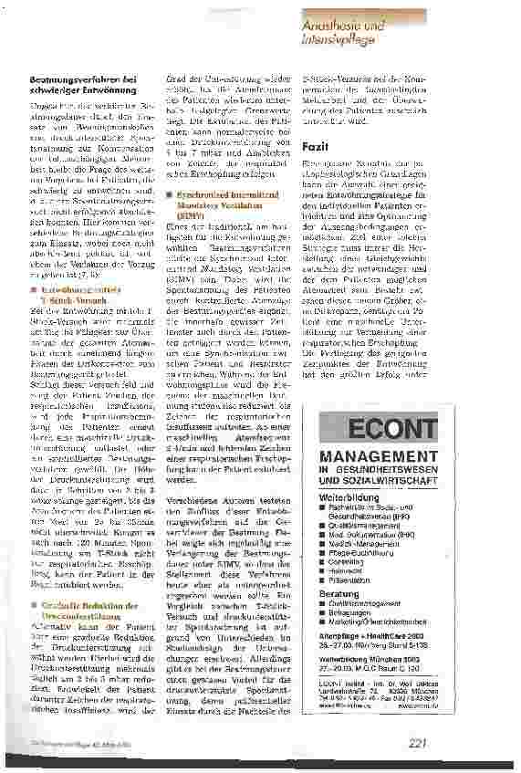 Vorschauseite 4: Konzepte zur Entwöhnung von der Beatmung 2. Teil: Strategien zur Entwöhnung