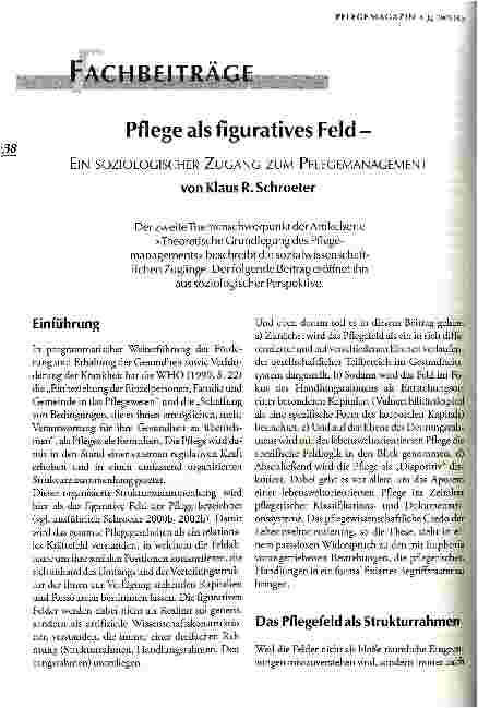 Vorschauseite 1: Pflege als figuratives Feld Ein soziologischer Zugang zum Pflegemanagement