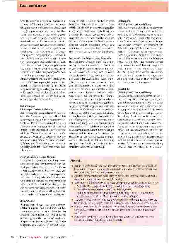 Vorschauseite 2: Standards für den Erwerb klinisch-praktischer Kompetenzen in der Logopädie/Sprachtherapie