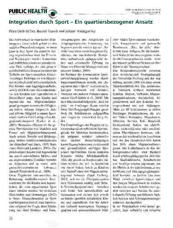 Vorschauseite 1: Integration durch Sport - Ein quartiersbezogener Ansatz