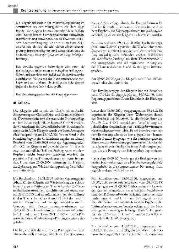 Vorschauseite 2: Zur Befangenheitsrüge in einem Prüfungsverfahren -Wiederholungsprüfung