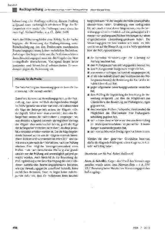 Vorschauseite 4: Zur Befangenheitsrüge in einem Prüfungsverfahren -Wiederholungsprüfung