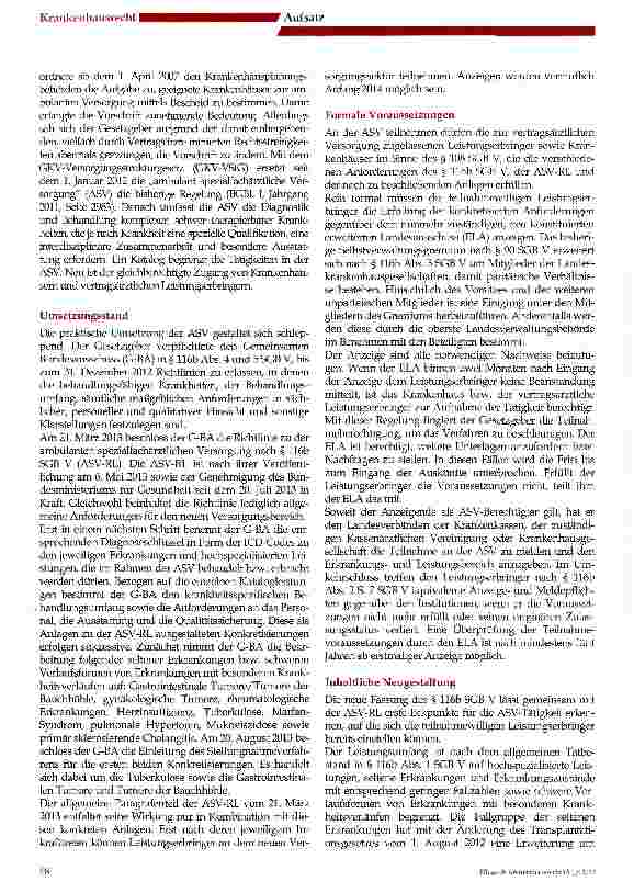 Vorschauseite 2: „Wer kann, der darf - Die ambulant spezialfachärztliche Versorgung nach § 116b SGB V