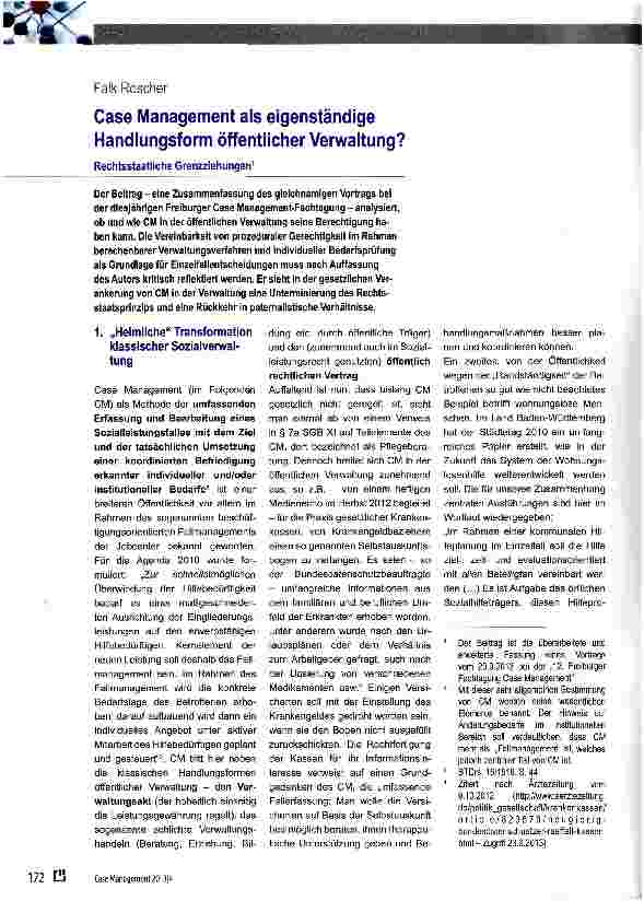 Vorschauseite 1: Case Management als eigenständige Handlungsform öffentlicher Verwaltung?