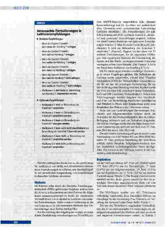 Vorschauseite 2: Wahrnehmung der Verbindlichkeit von Leitlinienempfehlungen