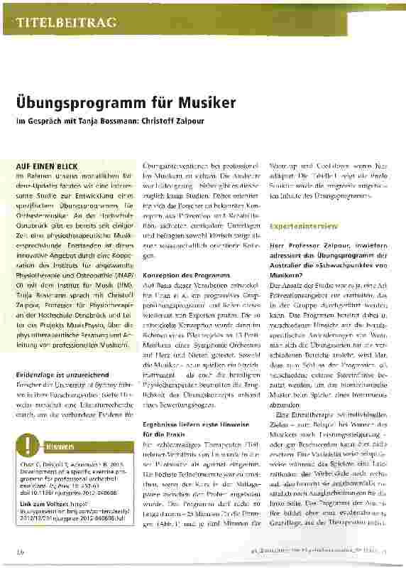 Vorschauseite 1: Übungsprogramm für Musiker