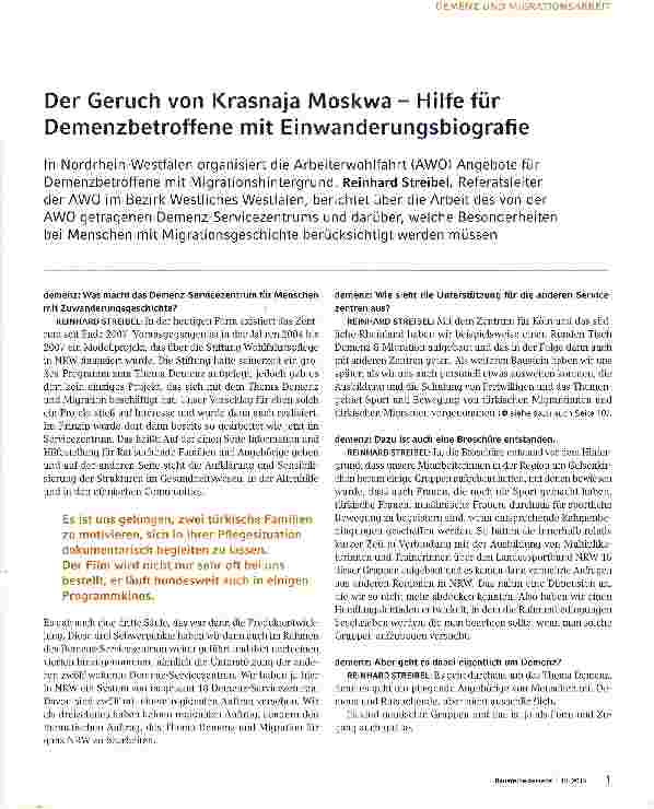 Vorschauseite 1: Der Geruch von Krasnaja Moskwa - Hilfe für Demenzbetroffene mit Einwanderungsbiografie