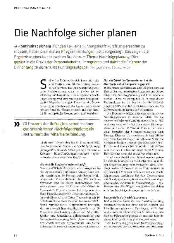 Vorschauseite 1: Die Nachfolge sicher planen