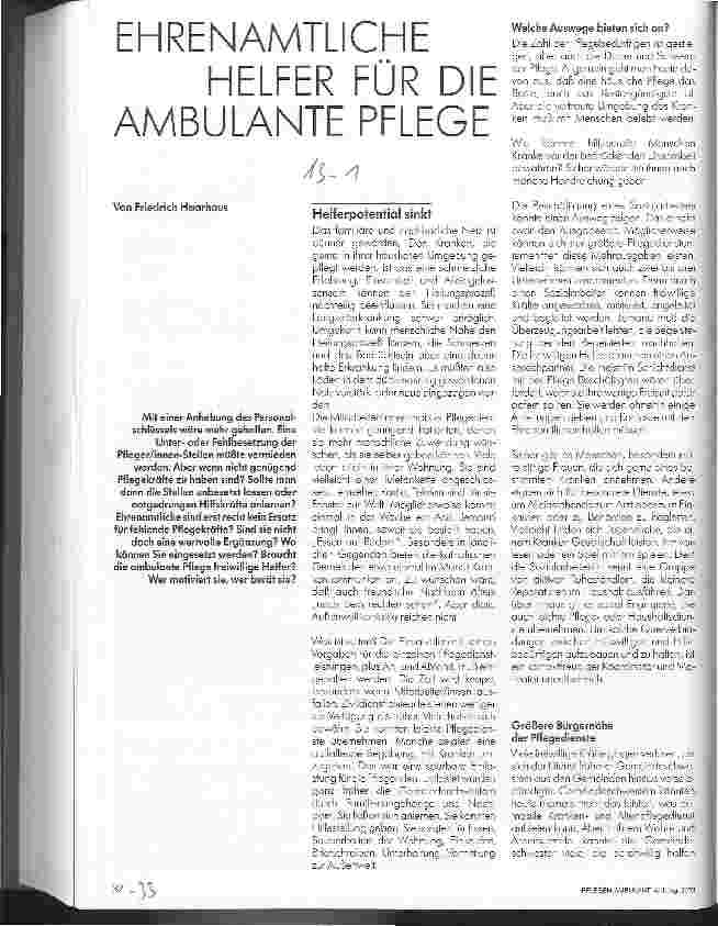 Vorschauseite 1: Ehrenamtliche Helfer für die ambulante Pflege