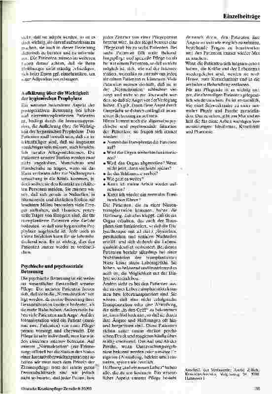 Vorschauseite 3: Pflegerische Betreuung von Patienten nach Leberund Nierentransplantation