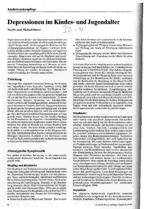 Vorschauseite 1: Depressionen im Kindesund Jugendalter