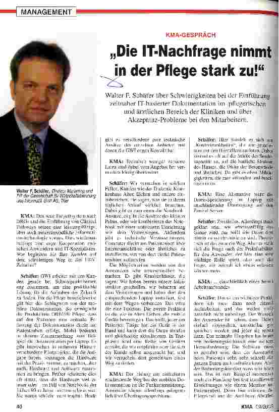 Vorschauseite 1: Die IT-Nachfrage nimmt in der Pflege stark zu KMA-Gespräch