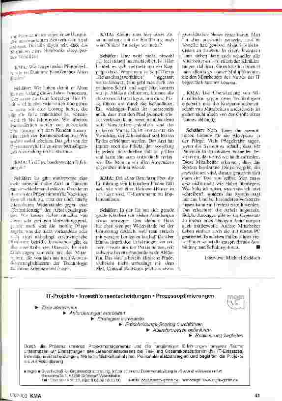 Vorschauseite 2: Die IT-Nachfrage nimmt in der Pflege stark zu KMA-Gespräch