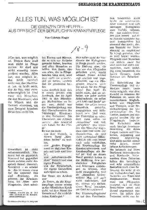 Vorschauseite 1: Alles tun, was möglich ist Die Grenzen der Helfer - aus der Sicht der beruflichen Krankenpflege