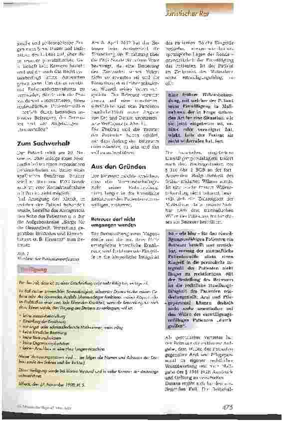 Vorschauseite 2: Einstellen von lebensverlängernden Maßnahmen nur mit Zustimmung des Vormundschaftsgerichts