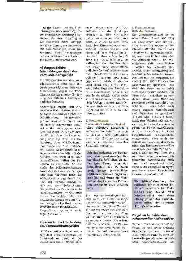 Vorschauseite 3: Einstellen von lebensverlängernden Maßnahmen nur mit Zustimmung des Vormundschaftsgerichts