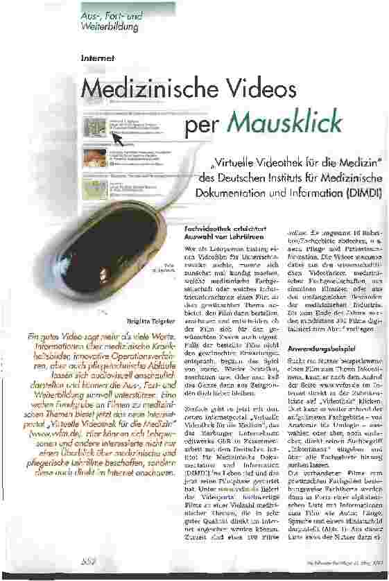 Vorschauseite 1: Medizinische Videos per Mausklick