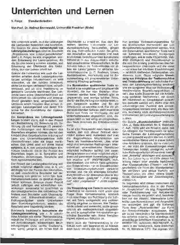 Vorschauseite 1: Unterricht und Lernen 9. Folge: Standartarbeiten