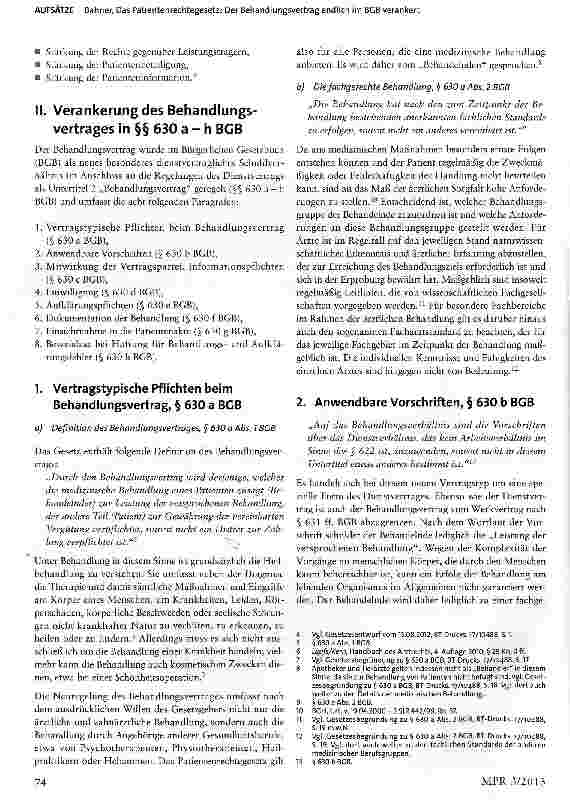Vorschauseite 2: Das Patientenrechtegesetz: Der Behandlungsvertrag endlich im BGB verankert
