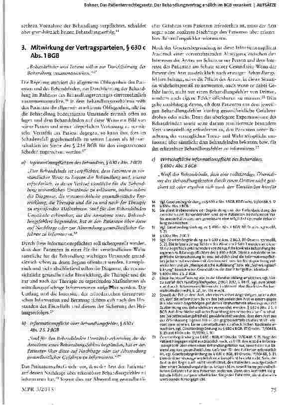 Vorschauseite 3: Das Patientenrechtegesetz: Der Behandlungsvertrag endlich im BGB verankert