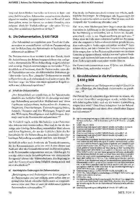 Vorschauseite 6: Das Patientenrechtegesetz: Der Behandlungsvertrag endlich im BGB verankert