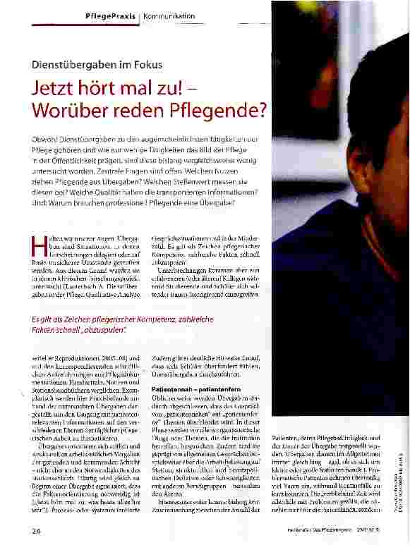 Vorschauseite 1: Jetzt hört mal zu! -Worüber reden Pflegende?