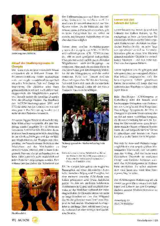 Vorschauseite 2: Kooperation der Cehngdu University od Traditional Chinese Medicine mit der AGTCM