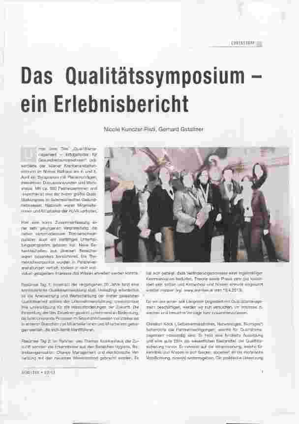 Vorschauseite 1: Das Qualitätssymposium - ein Erlebnisbericht