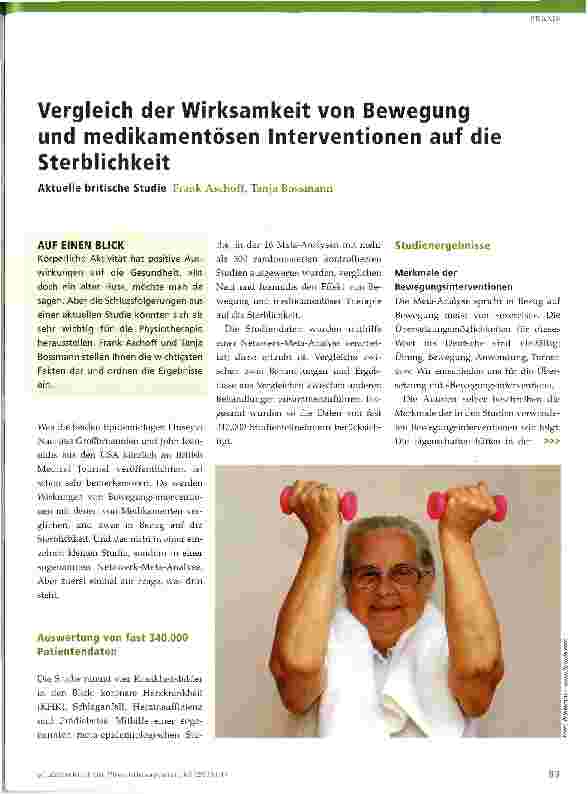 Vorschauseite 1: Vergleich der Wirksamkeit von Bewegung und medikamentösen Interventionen auf die Sterblichkeit