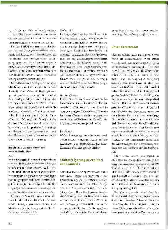 Vorschauseite 2: Vergleich der Wirksamkeit von Bewegung und medikamentösen Interventionen auf die Sterblichkeit