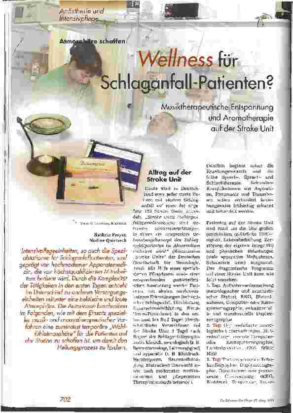 Vorschauseite 1: Wellness für Schlaganfall-Patienten?