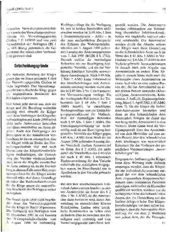 Vorschauseite 3: Arzneimittel dürfen nur von Apotheken in den Verkehr gebracht werden Hess. VGH, Urteil vom 12. November 2002