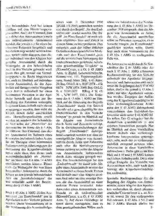 Vorschauseite 5: Arzneimittel dürfen nur von Apotheken in den Verkehr gebracht werden Hess. VGH, Urteil vom 12. November 2002