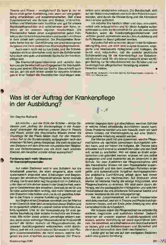 Vorschauseite 1: Was ist der Auftrag der Krankenpflege in der Ausbildung?