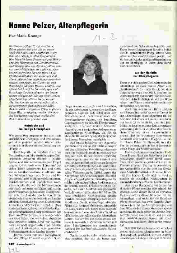 Vorschauseite 1: Hanne Pelzer, Altenpflegerin