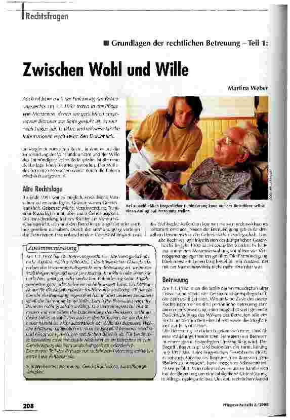 Vorschauseite 1: Zwischen Wohl und Wille Grundlagen der rechtlichen Betreuung - Teil 1