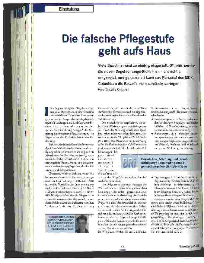 Vorschauseite 1: Die falsche Pflegestufe geht aufs Haus