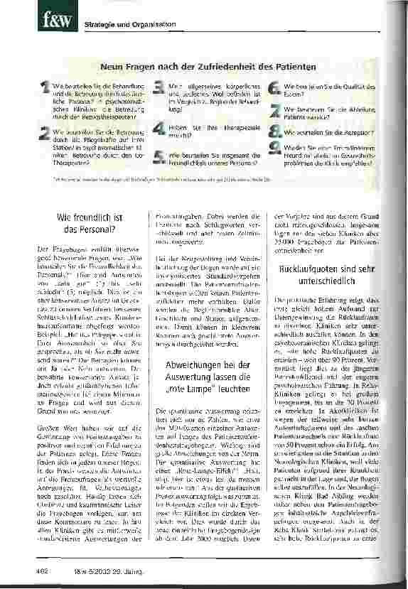 Vorschauseite 2: Die Gesamtatmosphäre entscheidet, ob Patienten eine Klinik weiterempfehlen Die Schön Kliniken legen Wert auf eine gute Mundpropaganda