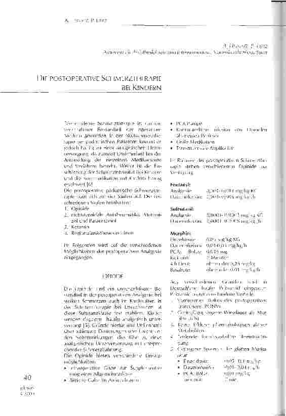 Vorschauseite 1: Die postoperative Schmerztherpie bei Kindern