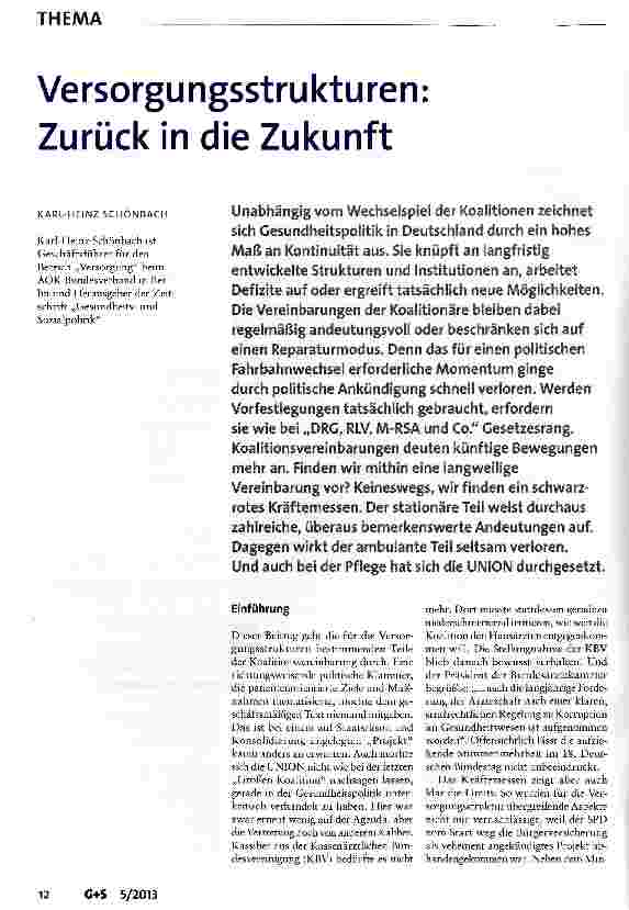 Vorschauseite 1: Versorgungsstrukturen: Zurück in die Zukunft