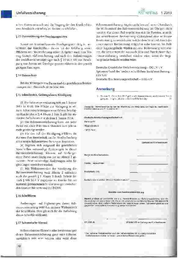 Vorschauseite 4: Rahmenvereinbarung über die Behandlung von Versicherten der Träger der gesetzlichen Unfallversicherung