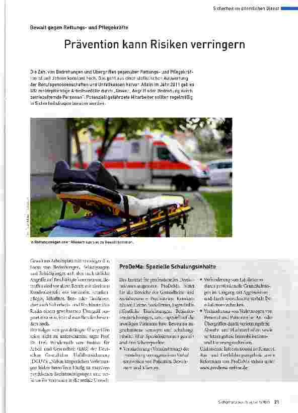 Vorschauseite 1: Prävention kann Risiken verringern