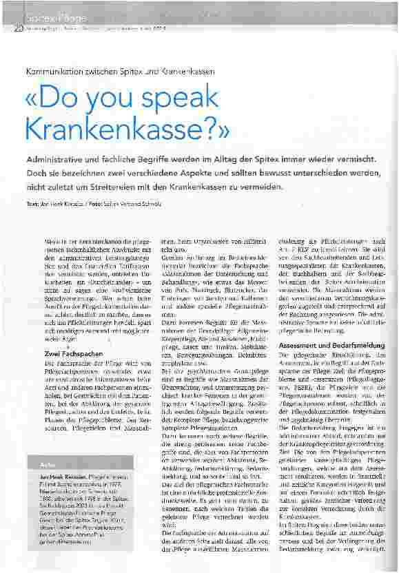 Vorschauseite 1: «Do you speak Krankenkasse?»