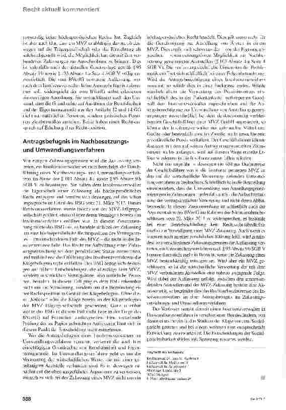 Vorschauseite 4: Verwertung von Arztstellen eines Medizinischen Versorgungszentrums (in der Insolvenz)
