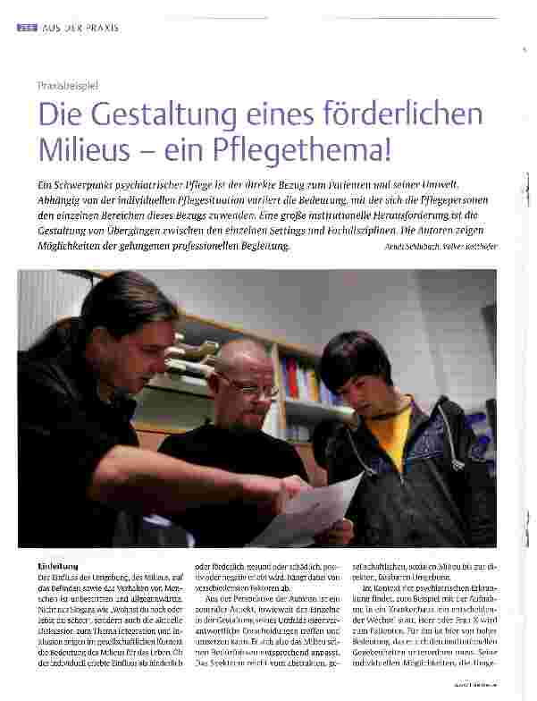 Vorschauseite 1: Die Gestaltung eines förderlichen Milieus - ein Pflegethema!