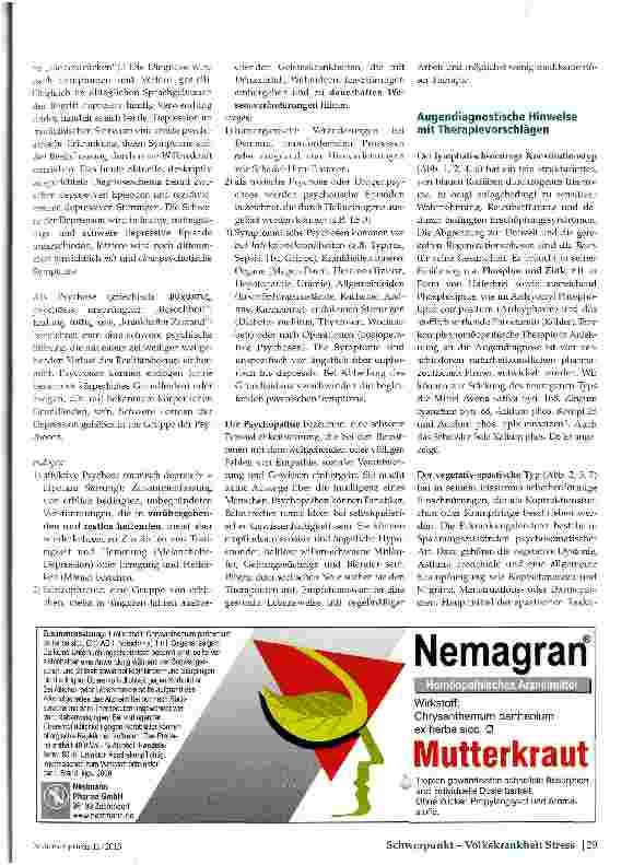 Vorschauseite 2: Erkrankung und Erschöpfung des Nervensystems Augendiagnostische Hinweise und naturheil-kundliche Therapie