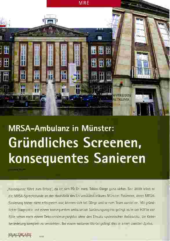 Vorschauseite 1: MRSA-Ambulanz in Münster: Gründliches Screenen, konsequentes Sanieren