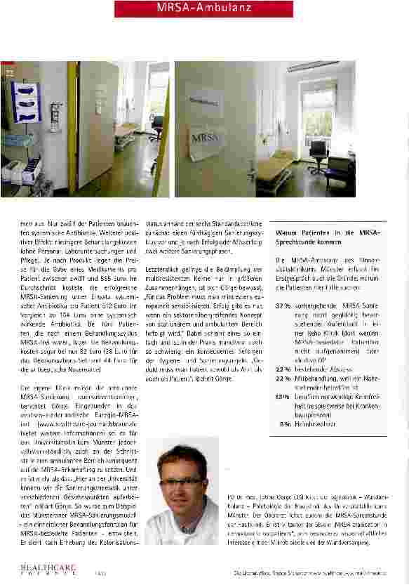 Vorschauseite 3: MRSA-Ambulanz in Münster: Gründliches Screenen, konsequentes Sanieren